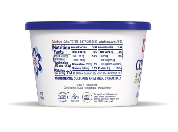 Whole milk cottage cheese nutrition