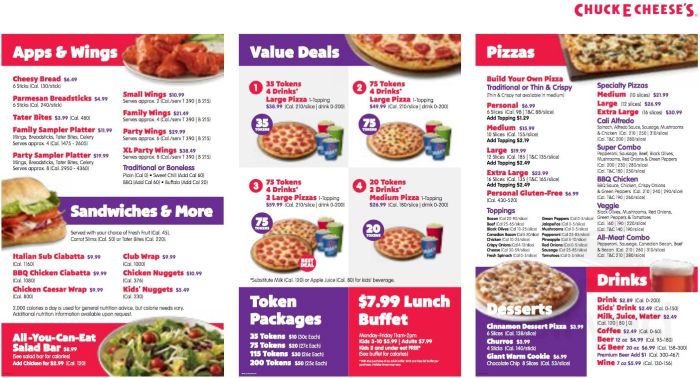 Chuck e cheese menu nutrition