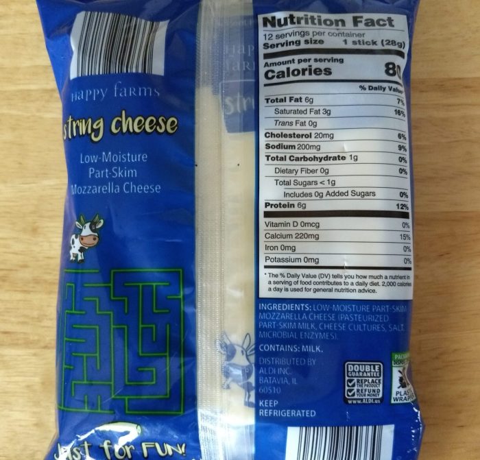 Frigo string cheese nutrition label